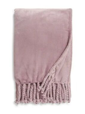 Nordstrom Bliss Plush Throw Blanket with Tassels in Light Purple 50x60